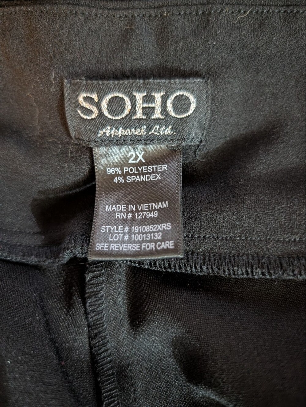 Soho Apparel LTD, Black Pull on Dress Pants. - Picture 3 of 3